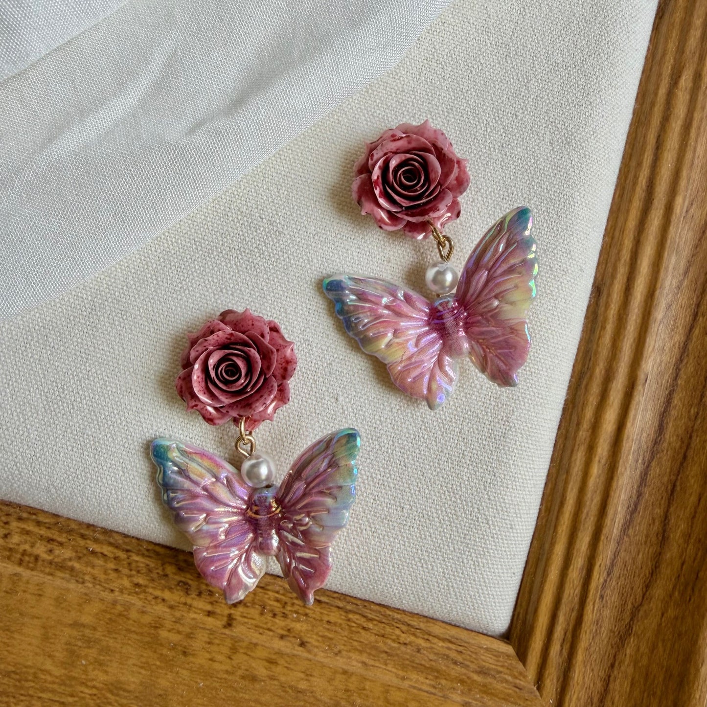 Women's Oil Painting Blooming Butterfly For Suitable Spring Unique Beautiful Earrings