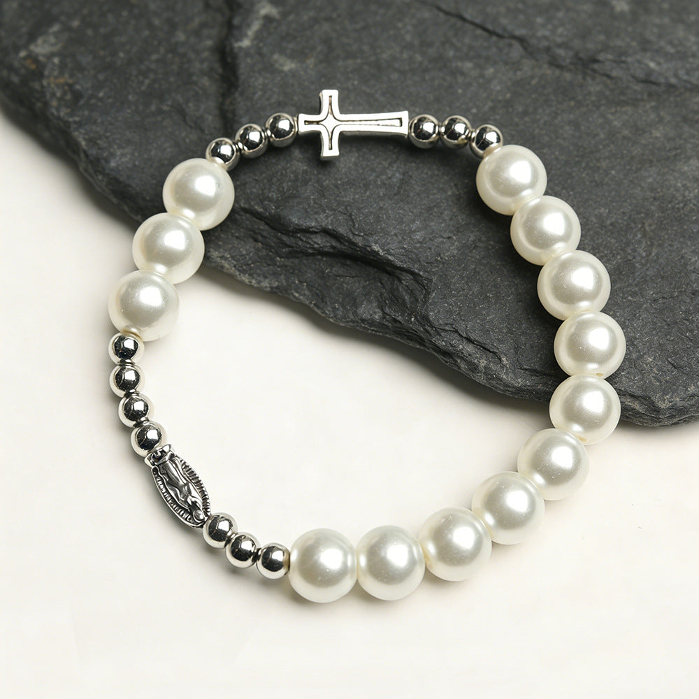 Pearl Round Beads Zinc Alloy Guadalupe Bracelets