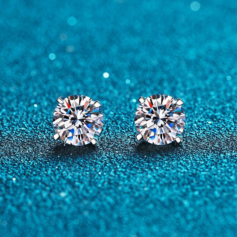 Women's Sterling Sier Classic Simple Karat Moissanite Earrings