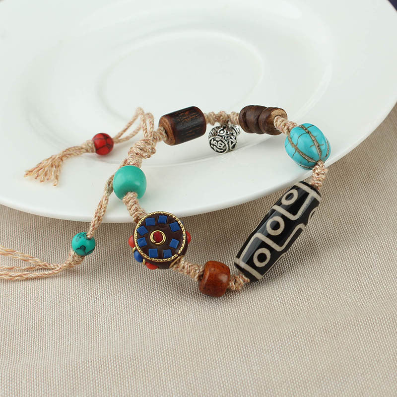 Women's Nepal Tibetan Agate Bead Multi Jewels Bracelets