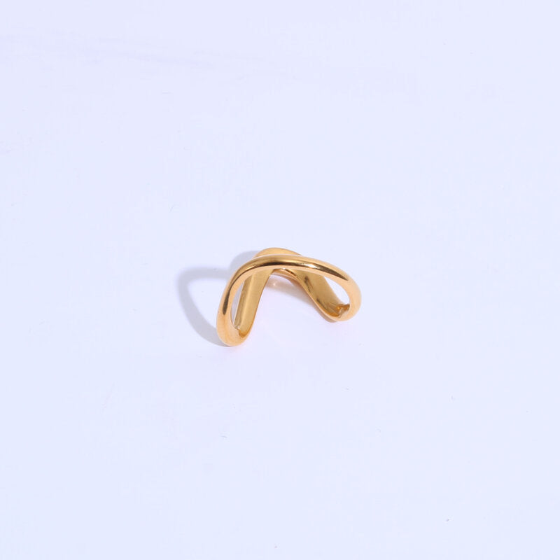 Exaggerated Geometry Titanium Steel Gold Plating Rings