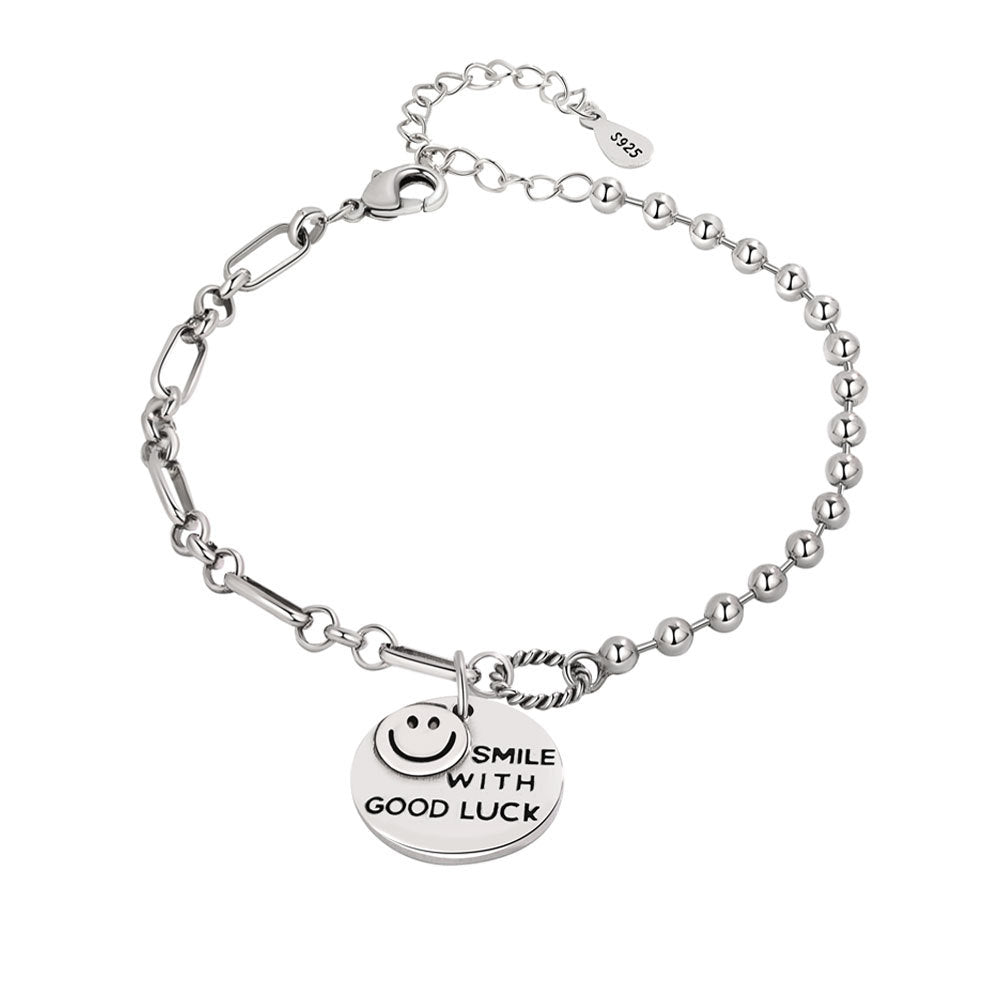 Retro English Round Female Design Smiley Bracelets