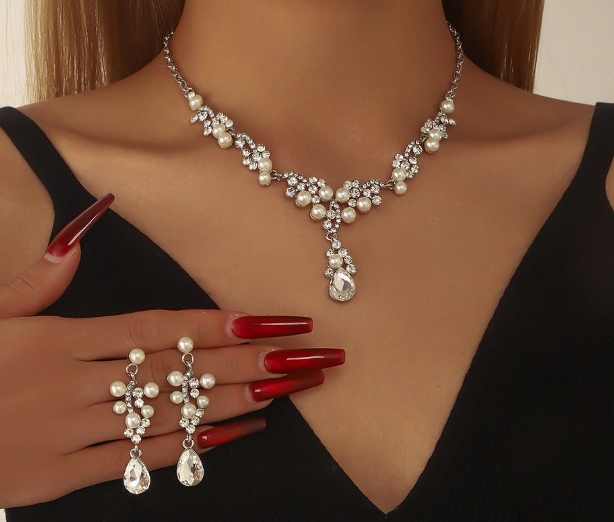Alloy Suite Bridal Wedding Over Rhinestone Rings