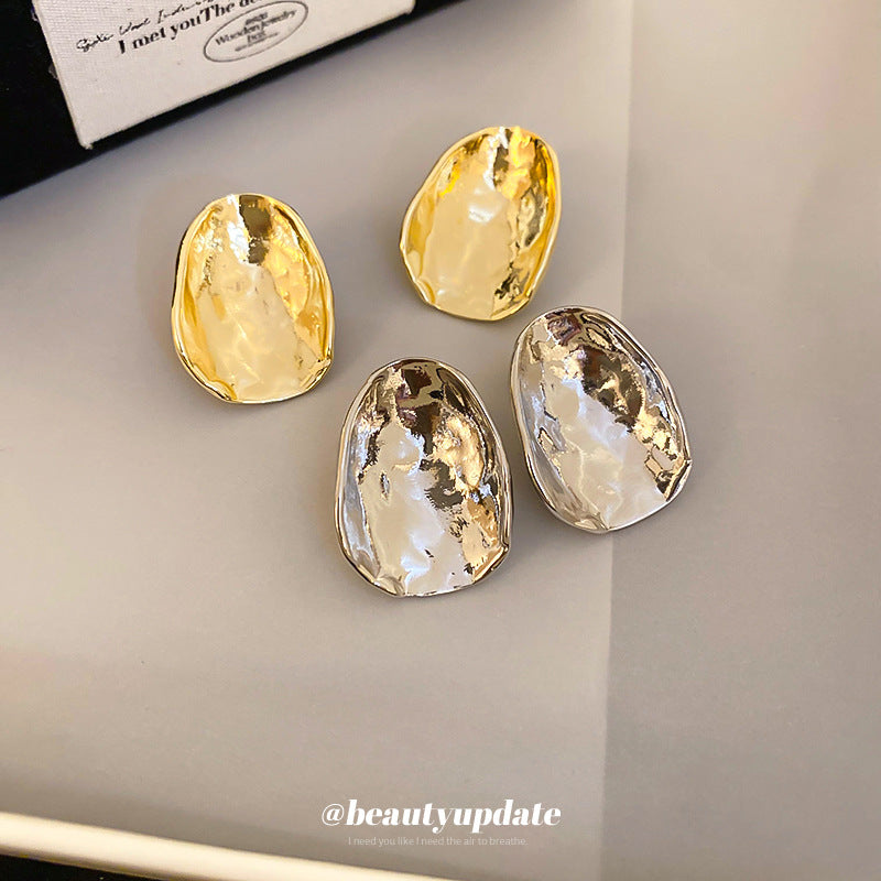 Women's Sier Needle Design Irregular Metal High-grade Minority Fashion Light Luxury Stud Earrings