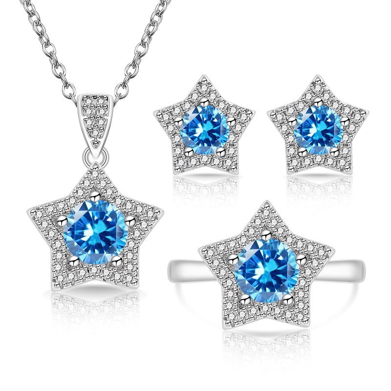 Women's Fashionable Eight Hearts Arrows Colored Gems Jewelry Set