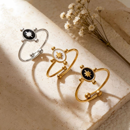 French Retro Asterism Open Light Luxury Minority Ring
