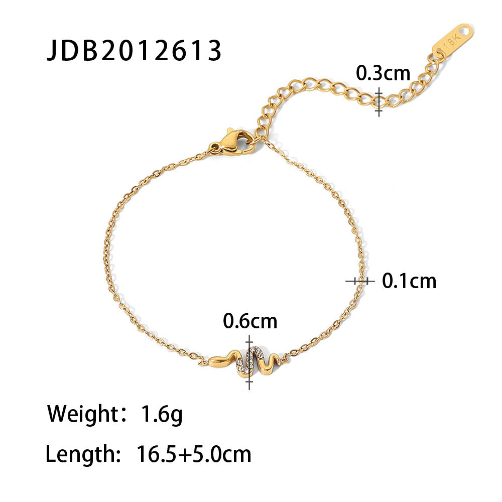 Women's Titanium Steel Gold Stainless Inlaid Zircon Bracelets