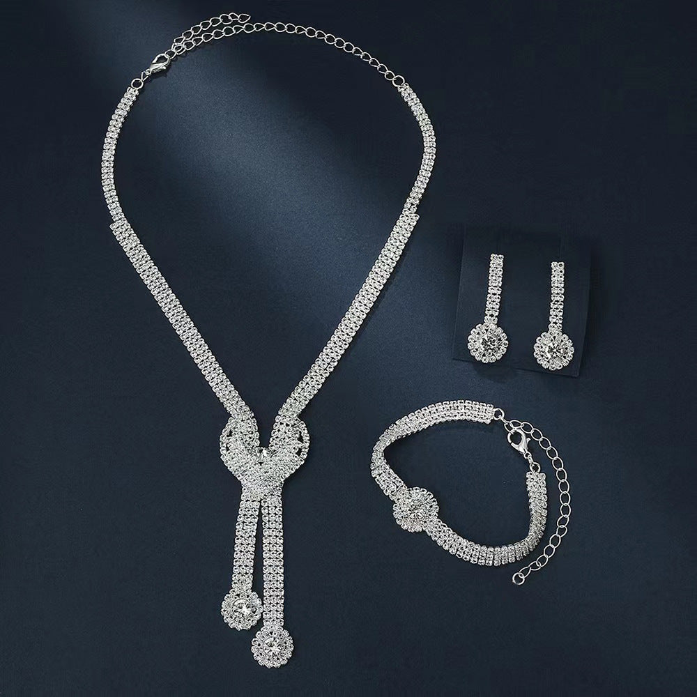 Temperament Super Shiny Diamond Three-piece Bridal Wedding Bracelets