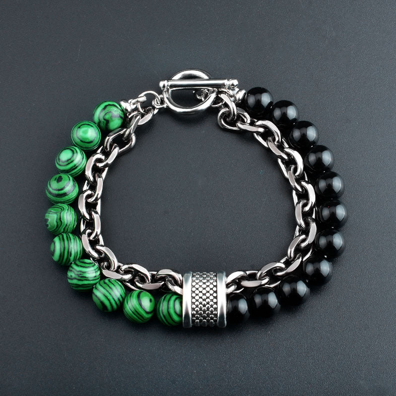 Men's Metal String Beads Chain Pin Bracelets