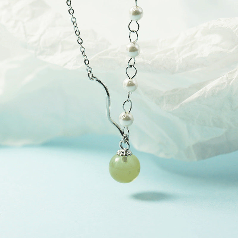 Elbow Pearl Jade Gilded Fresh Temperament Clavicle Chain Elegant Retro Necklace