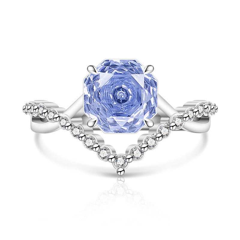 Crown Rose Cut For Love Female Super Flash High Carbon Ring