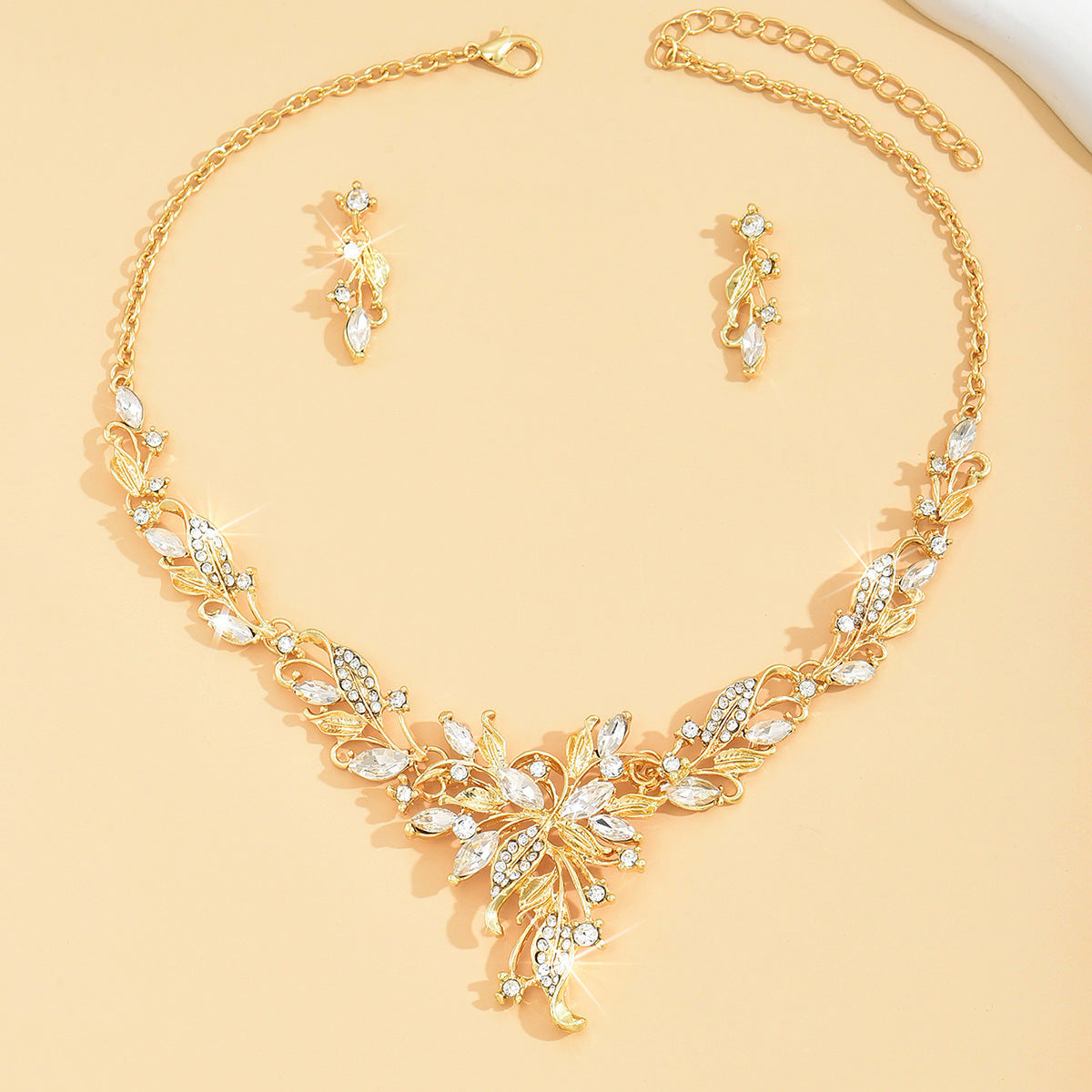 Diamond Water Drop Geometry Light Luxury Minority High Sense Dress Jewelry Set