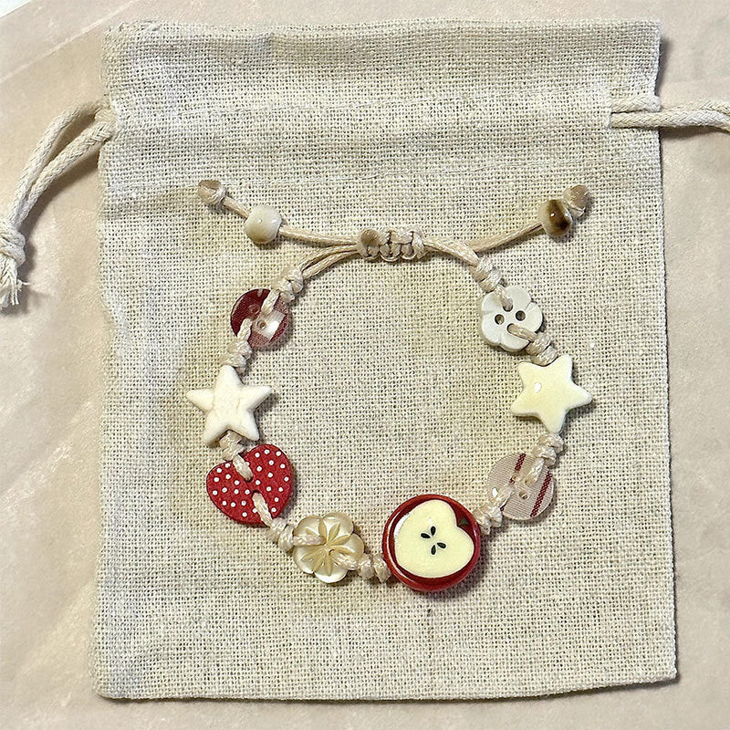 Apple Paradise Hand-woven Niche Colorful Beaded Button Cute Sweet Bracelet