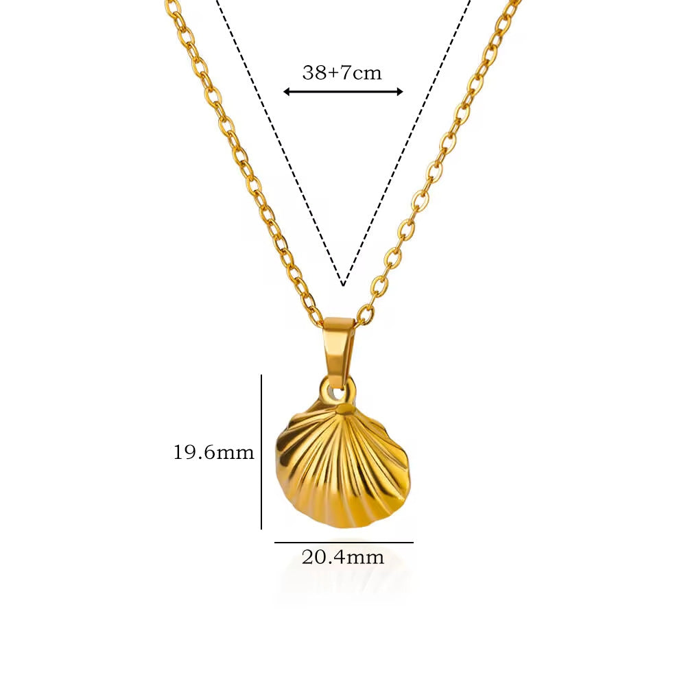 Small Conch Stainless Steel Shell Starfish Ocean Vacation Necklace