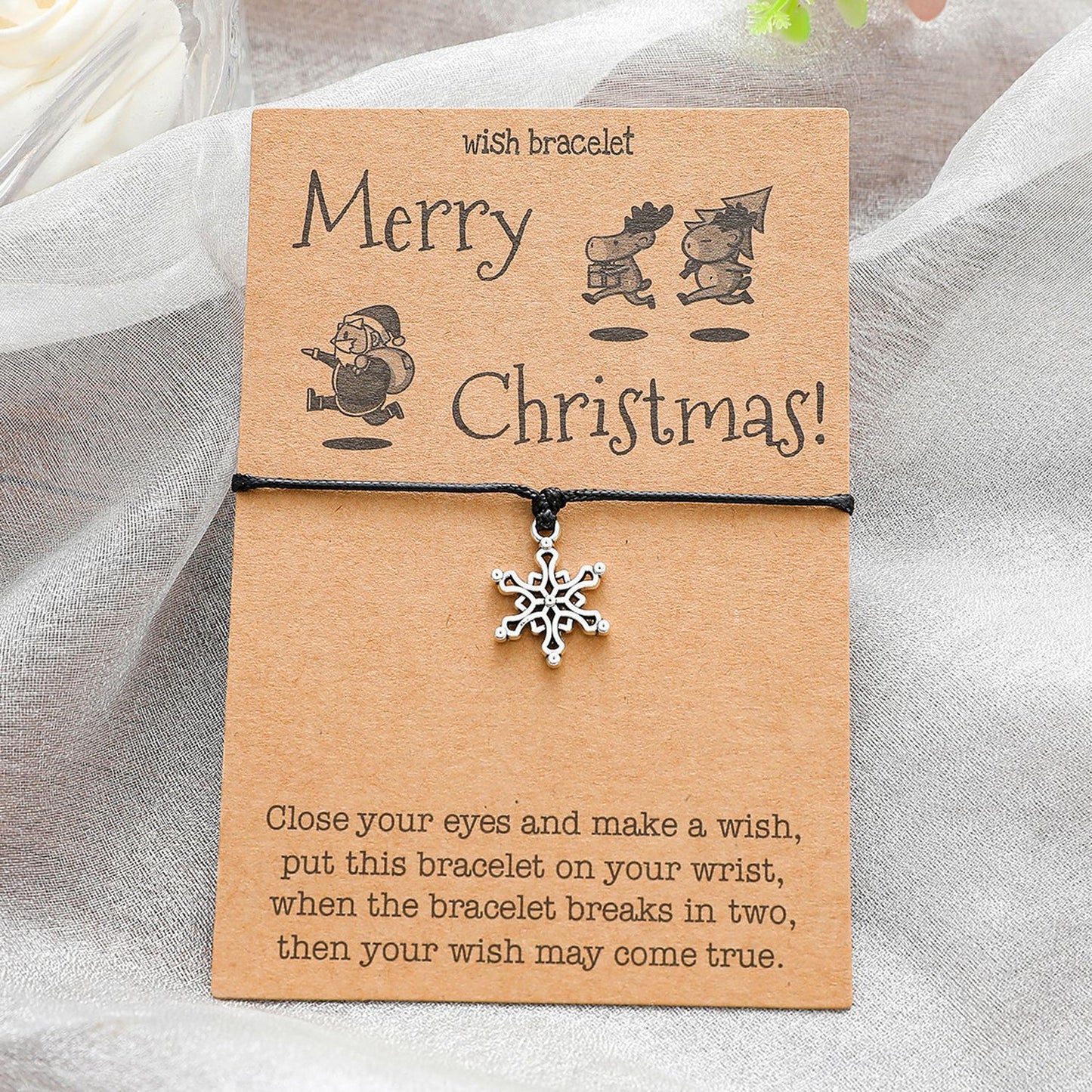 Christmas Card Alloy Pendant Hand Weaving Bracelets