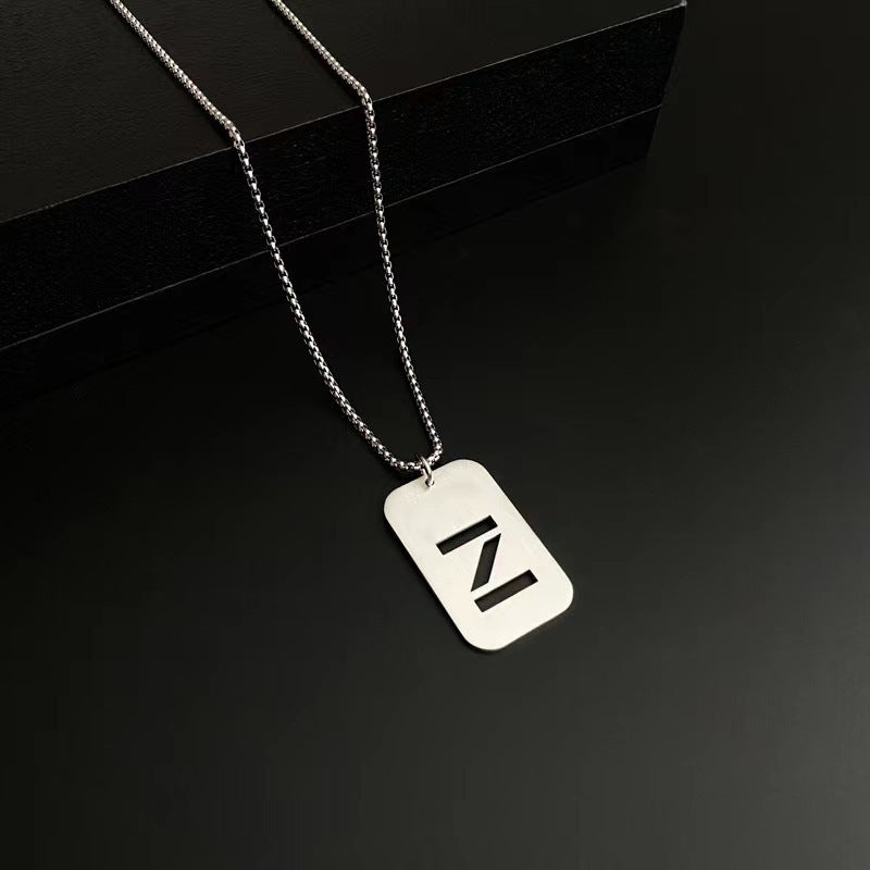 Men's Titanium Steel Female Letter Nameplate Pendant Necklaces