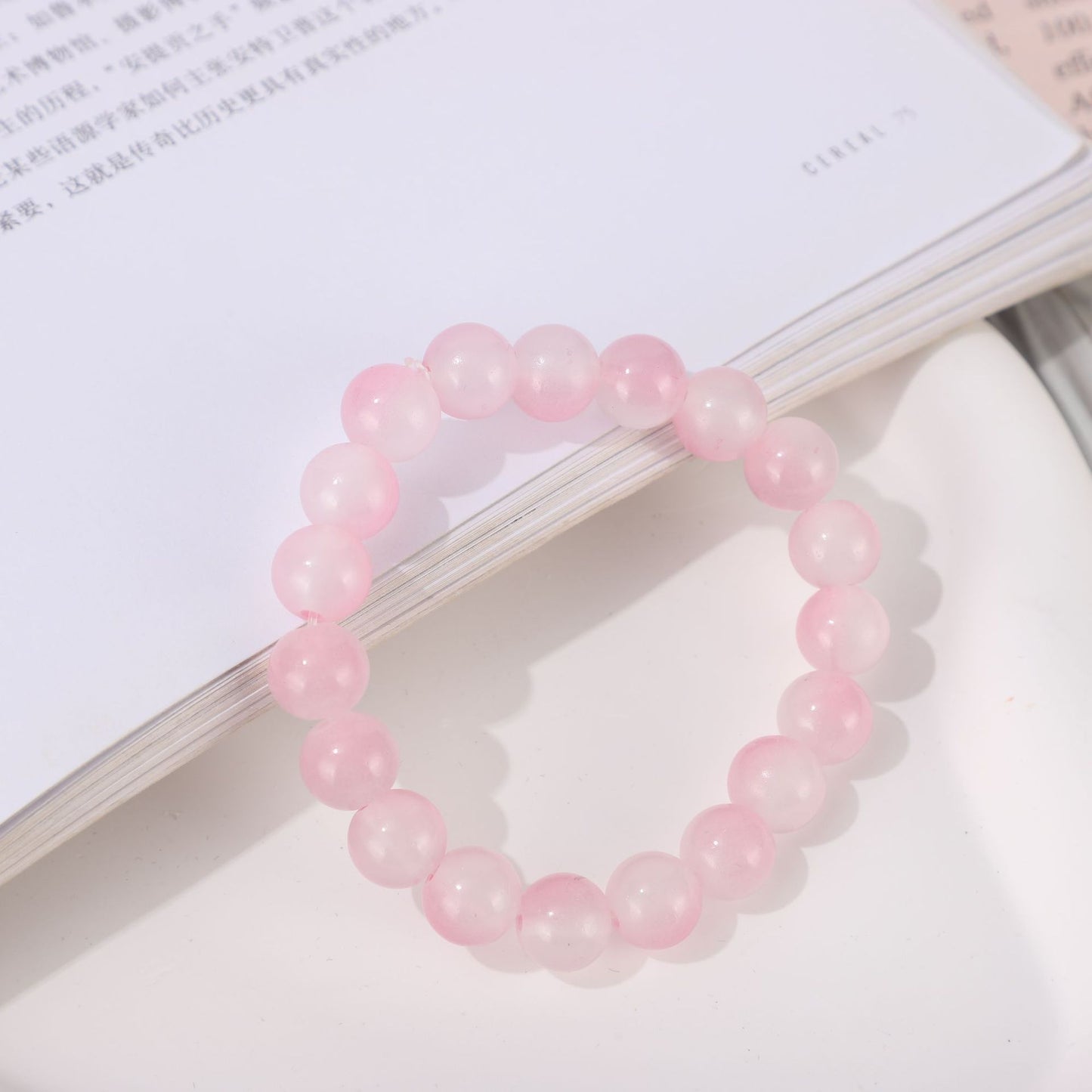 Women's Fresh Pink Colored Glaze Beads Simple Fashion Live Broadcast Bracelets