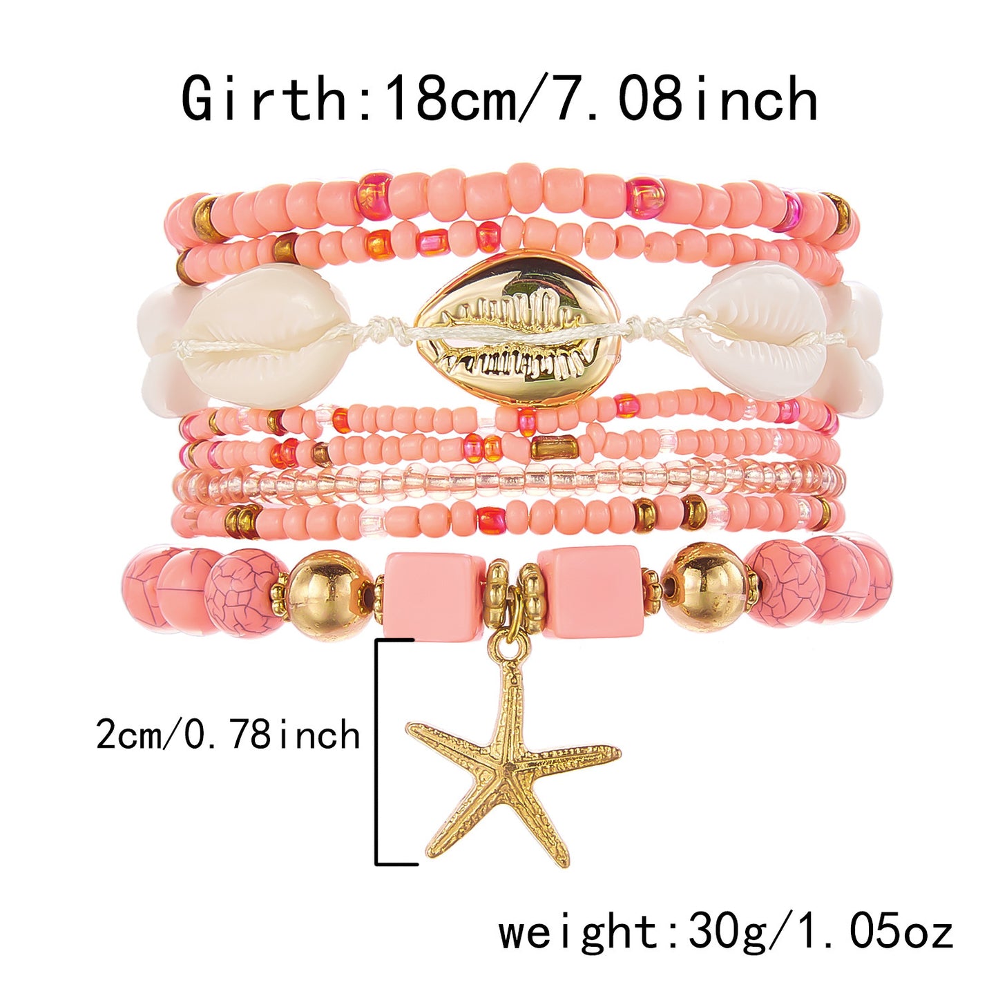 Bohemian Vacation Style Twin Bead Shell Creative Design Bracelets