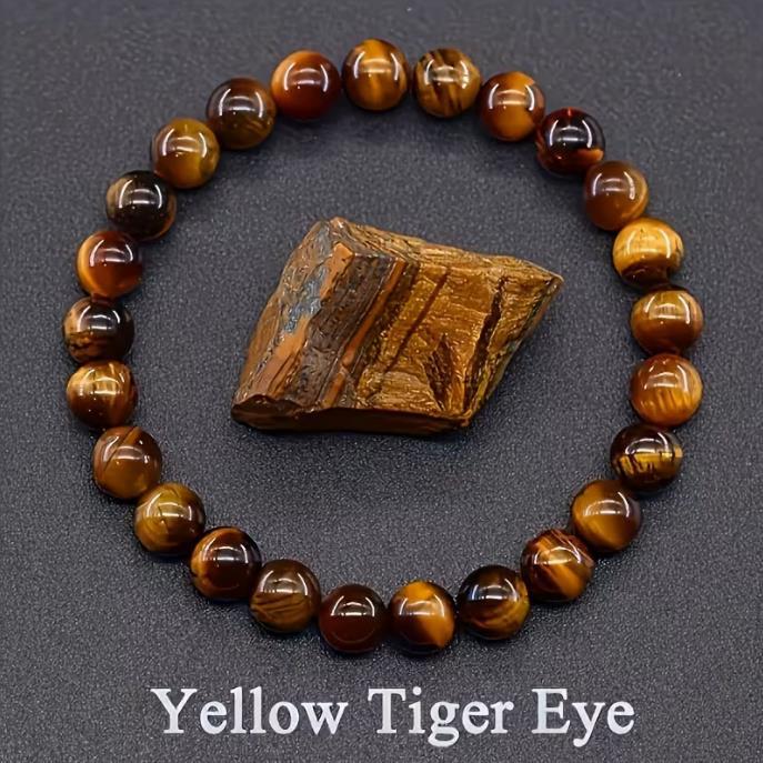 Men's Collection Grade Yellow Tiger's Eye Tiger Stone Wood Alexandrite Life Bracelet
