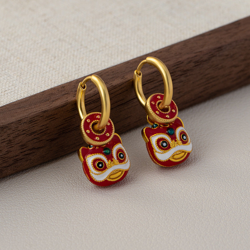 Style Enamel Drip Glazed Temperament Wild High Sense Ear Clip Earrings
