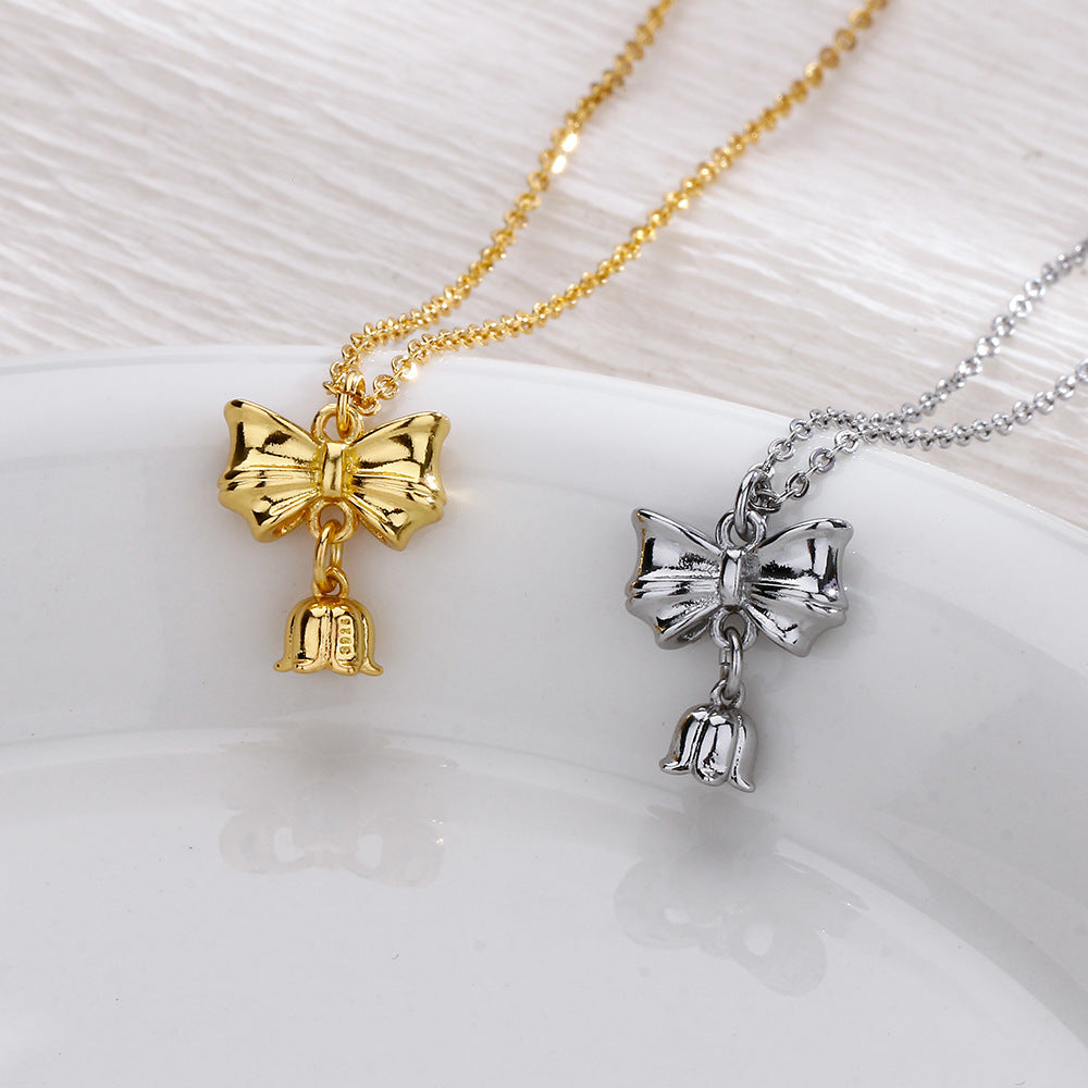 Bow Affordable Luxury Fashion Fairy Exquisite And Versatile Bell Necklaces