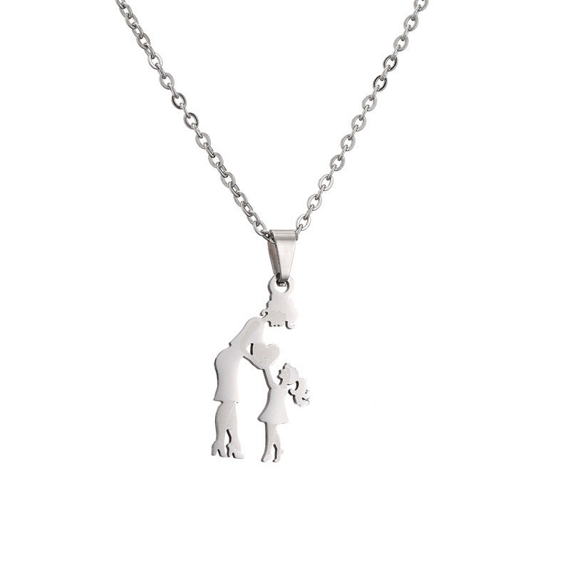 Warm Family Silhouette Stainless Steel Titanium Necklaces