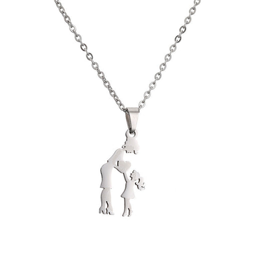 Warm Family Silhouette Stainless Steel Titanium Necklaces