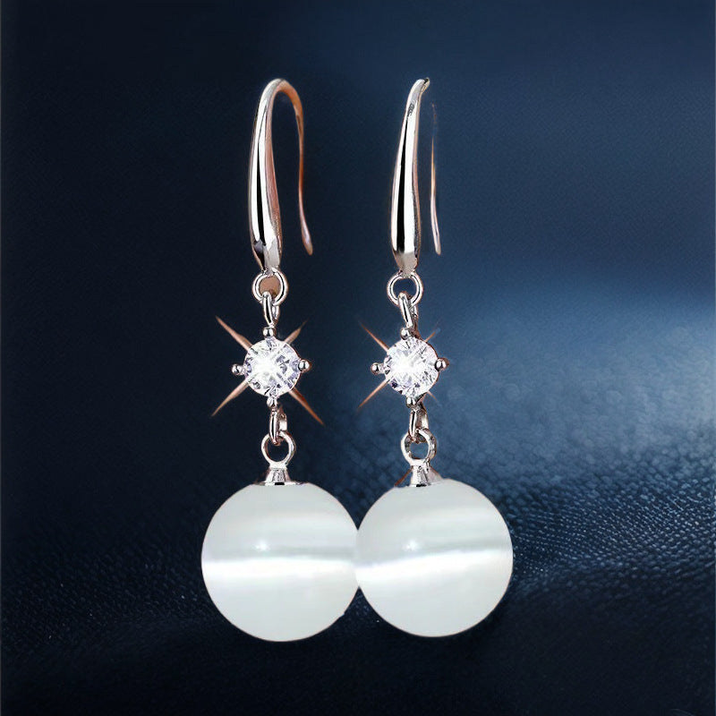 Chinese Style Opal Female Temperament High Earrings