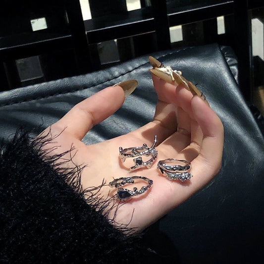 Women's Irregular Three-piece Trendy Design High-grade Index Rings