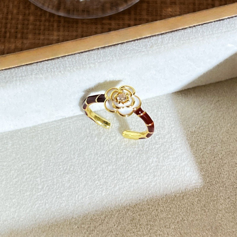 Leaf Flower Female Geometric Affordable Luxury Fashion White Ring