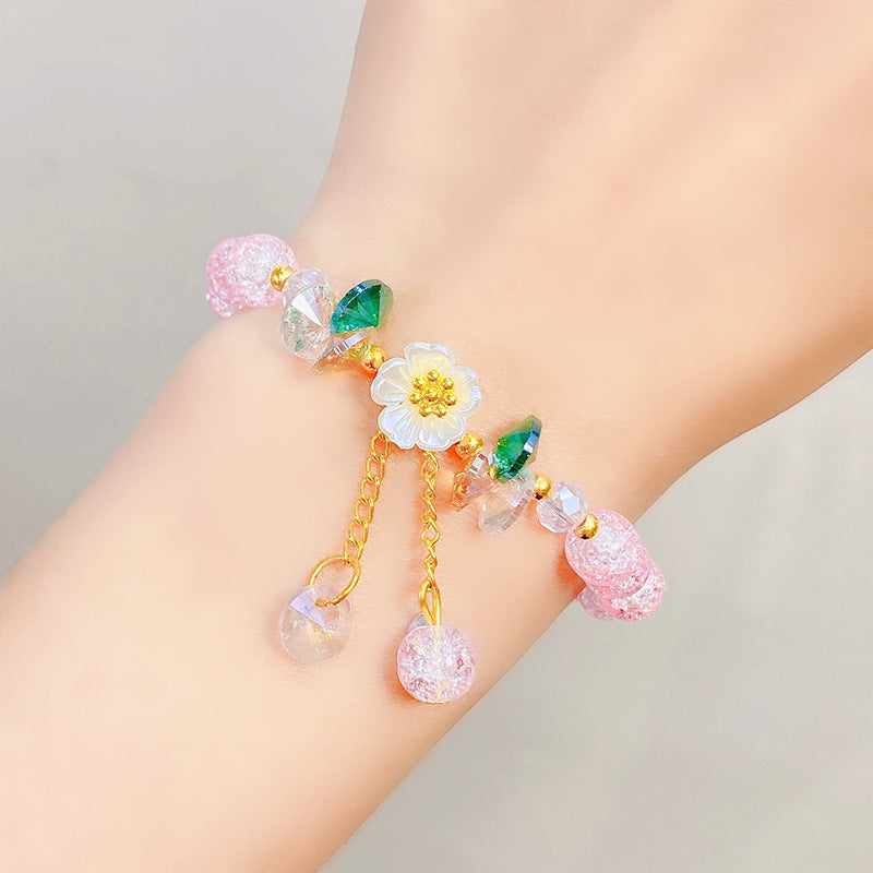 Bracelets de fleurs en cristal de dessin animé de princesse perlée pour enfants