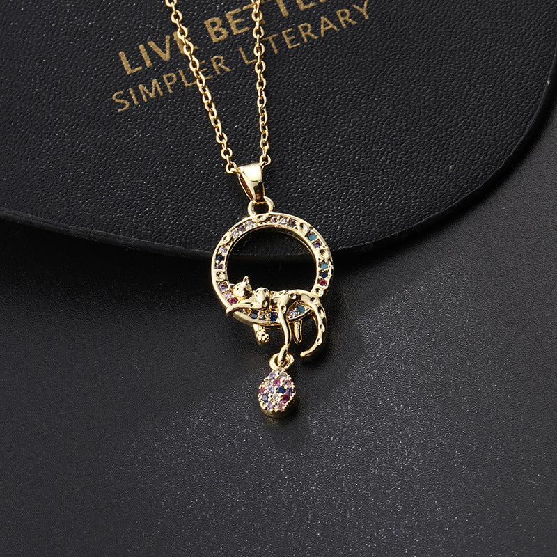 Women's Niche Design Color Zircon Geometric Leopard Necklaces