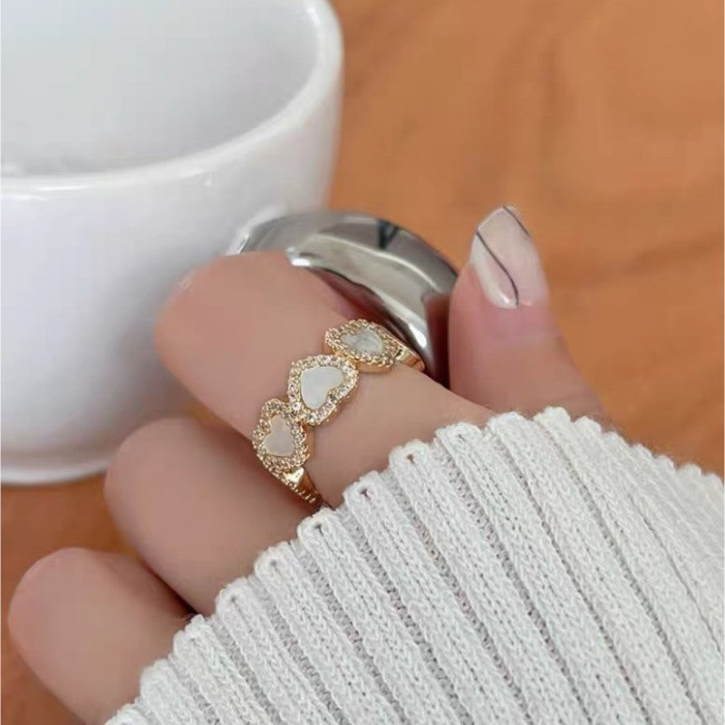 Natural Fritillary Gentle Heart-shaped Open Exquisite Rings