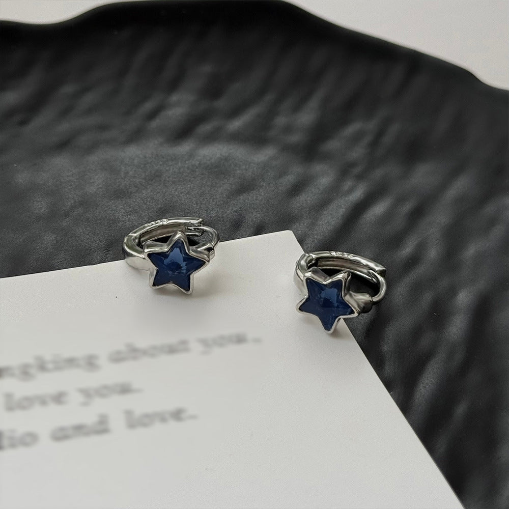 Star Mango Blue Ear Clip Light Luxury Texture Niche Design Earrings