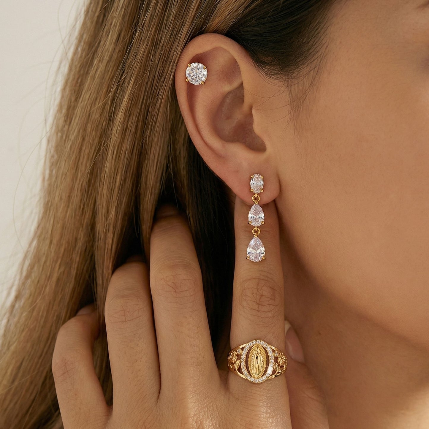 Women's Clip Light Luxury High-grade Environmental Protection Copper Geometric Earrings