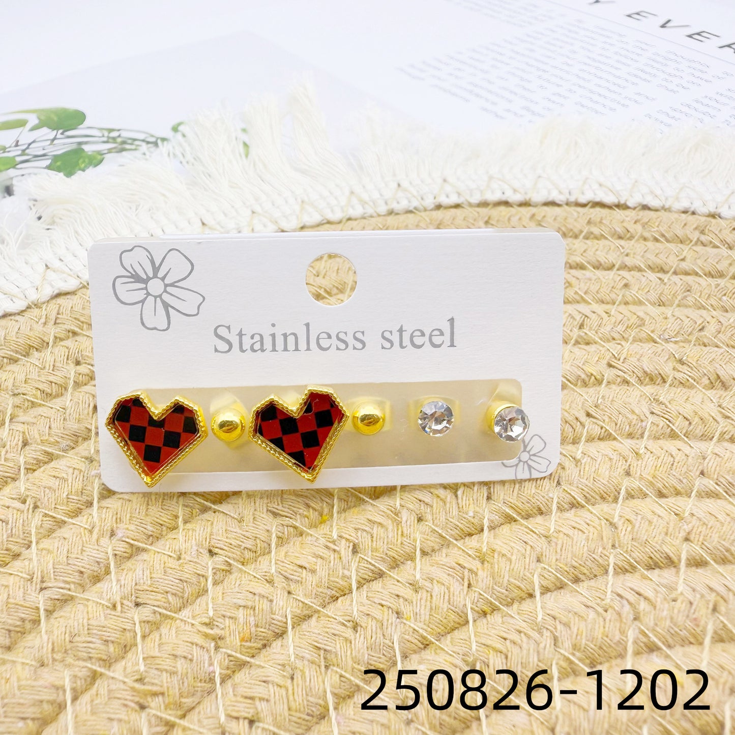 Women's Love Heart High-grade Stainless Steel Diamond Wild Trendy Golden Ear Stud Earrings