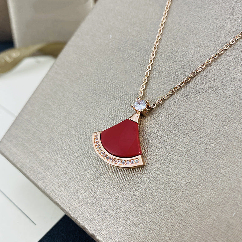 Version Red Agate Clavicle Chain Titanium Steel Rose Necklaces