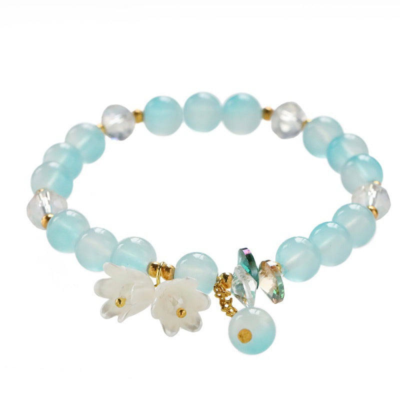 Cream Two-tone Lily White High-grade Crystal String Beads Bracelets