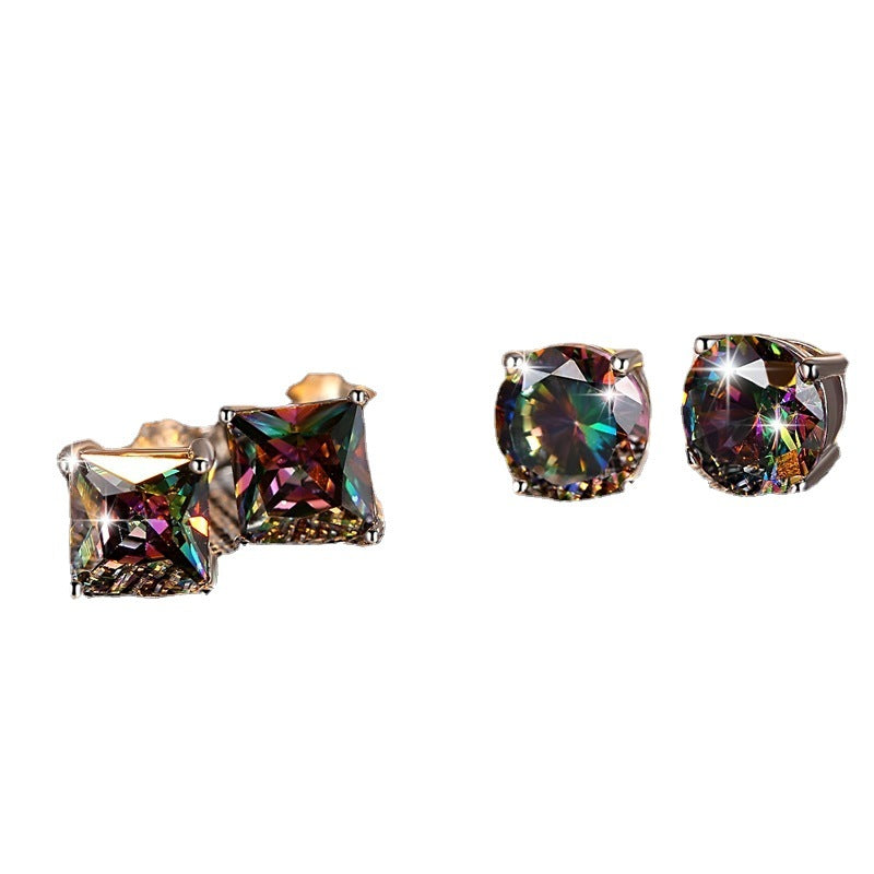 Women's & Men's & Rainbow Color Sier Plated Trendy And Earrings