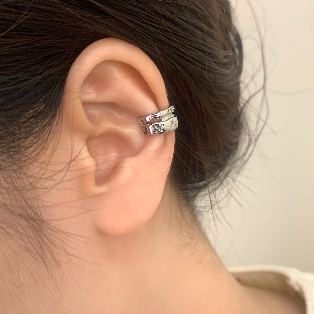 Texture Micro Inlaid Zircon Ear Clip Sweet Cool Style Versatile Earrings