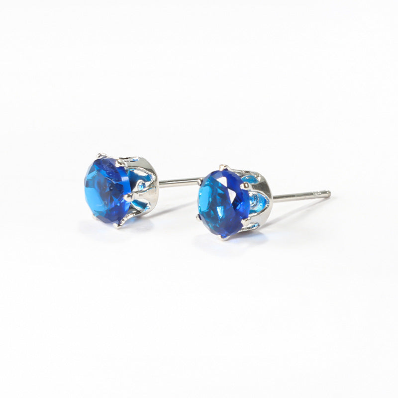 Women's & Men's Steel Color Zircon Diamond For Fashion Stainless Ear Stud Earrings