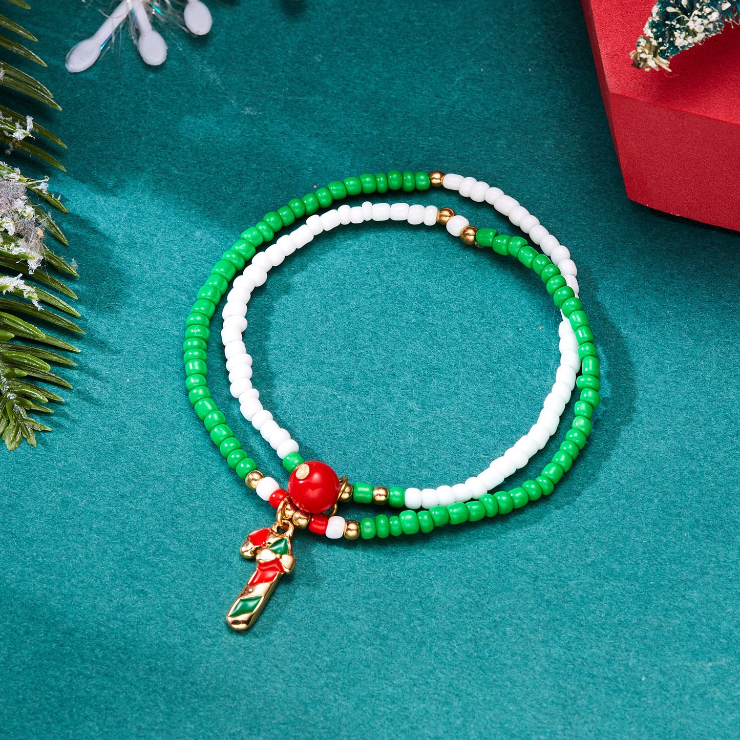 Creative Christmas Holiday Santa Claus Beads Bracelets