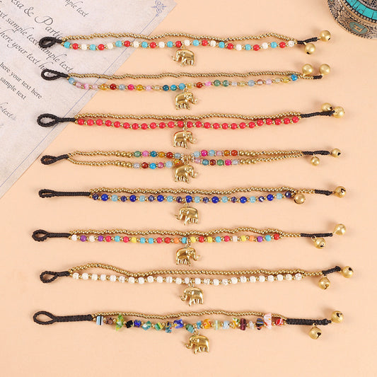 Women's Style Elephant Tibetan Exotic Bohemian Double Beaded Bell Retro Bracelets