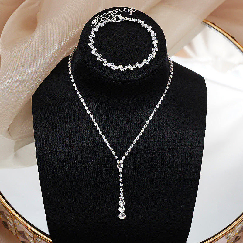 Women's Crystal Rhinestone Bridal Wedding Three-piece For Necklace
