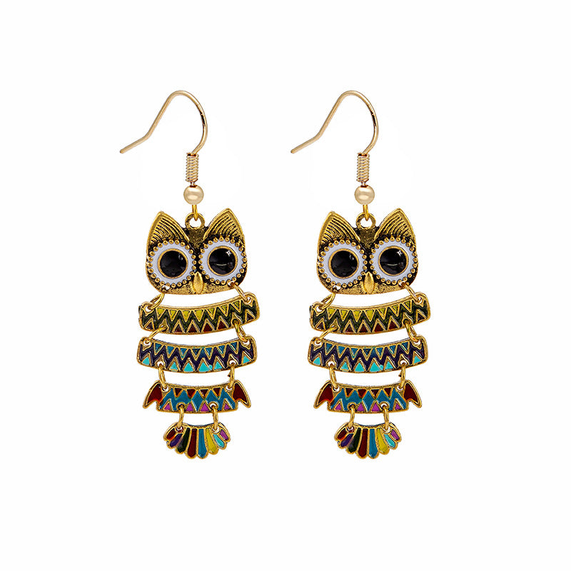 Women's Owl For Colored Glaze Dripping Oil Trendy Hip Rings