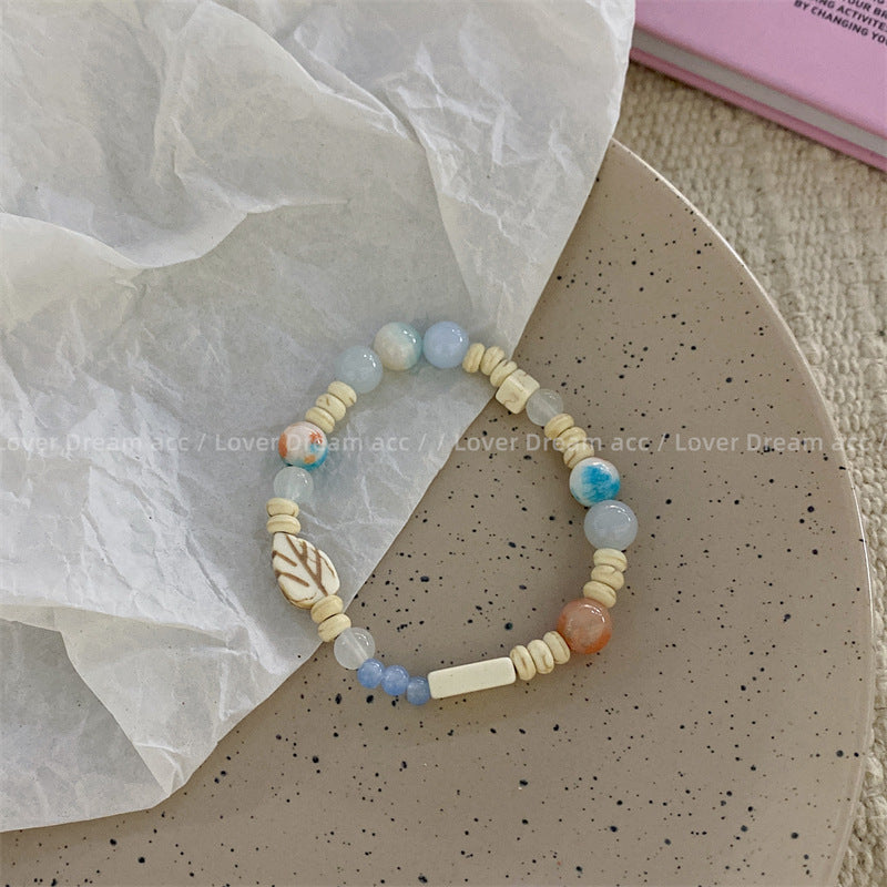 Bracelets mignons et doux en perles de feuilles de fleurs étoiles pour femmes