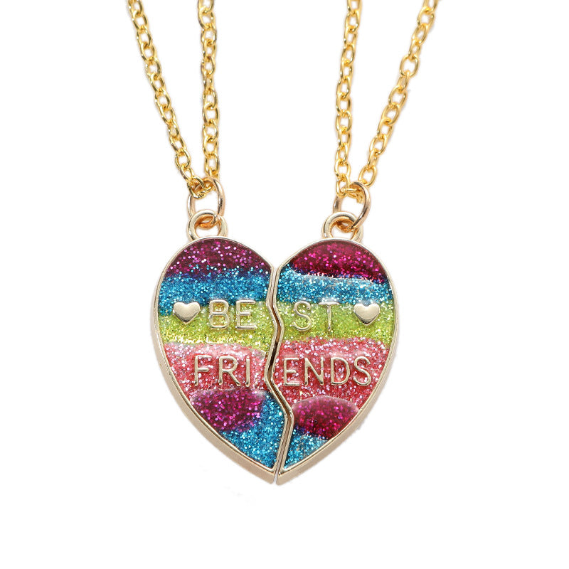 Letter Good Friend Magnetic Gradient Color Pendants