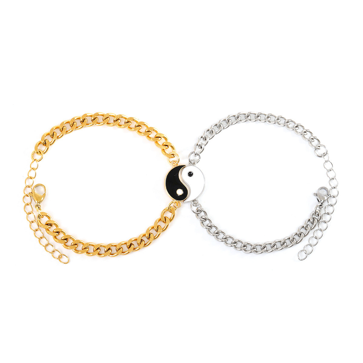 Bracelets double couple en acier inoxydable pour femmes, hommes et Tai