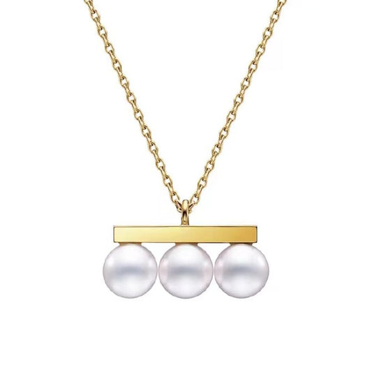 Women's Sterling Sier Balance Beam Pearl Simple Necklaces