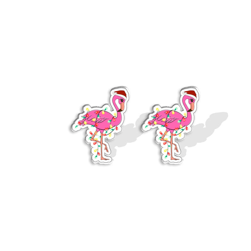 Acrylic Christmas Holiday Female Creative Cartoon Hat Resin Stud Earrings